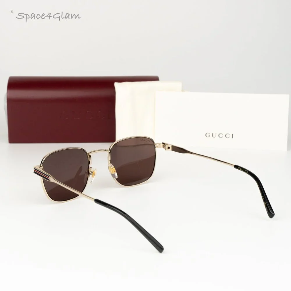 Gucci Men Sunglasses Gold Brown Square GG1876S 002 NEW AUTHENTIC